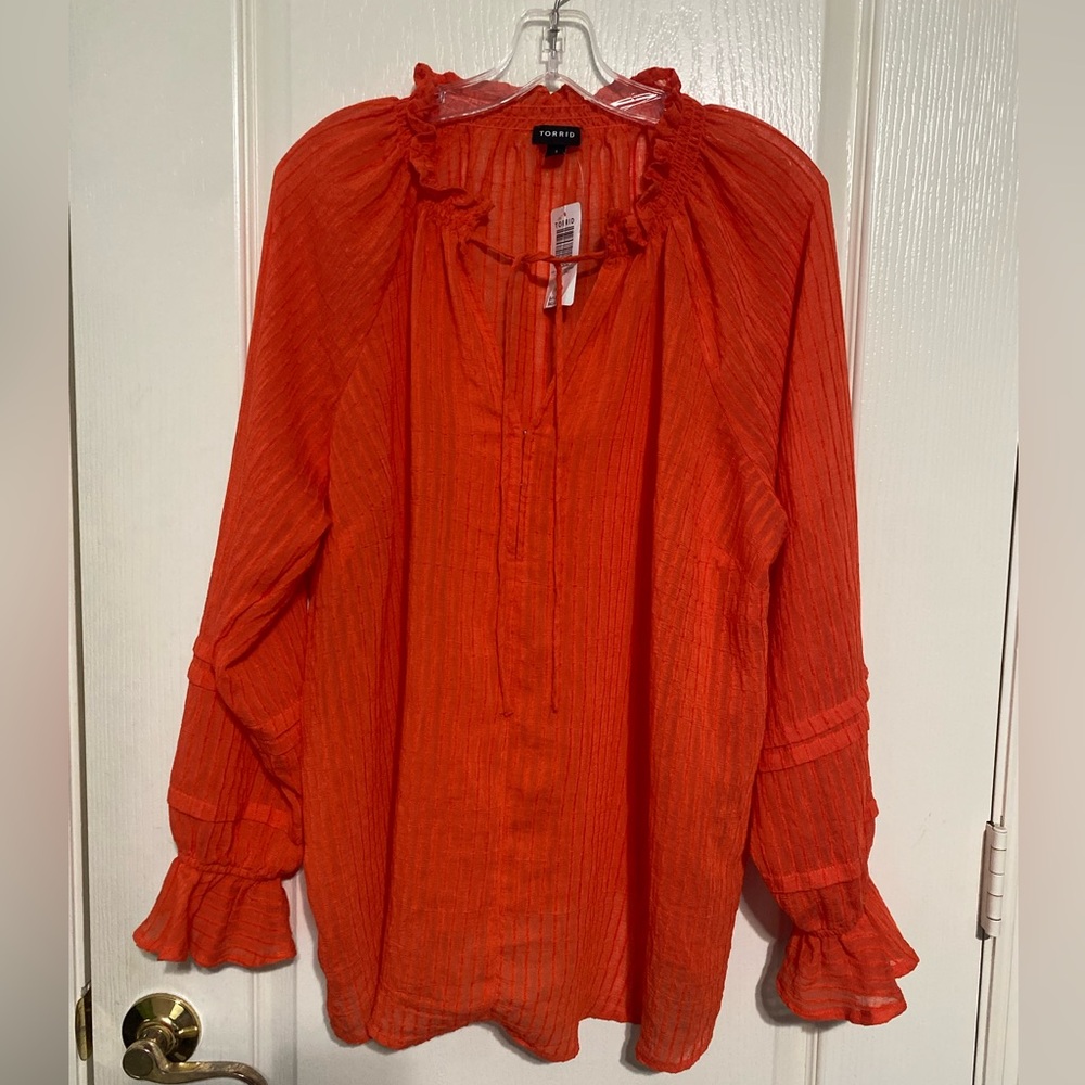 NWT Torrid size 1 long sleeve semi-sheer top